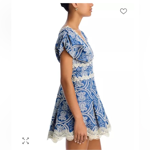 Waimari Cassandra Blue and Cream Lace Mini Dress with Embroidered Detail Size XS - Picture 3 of 12